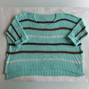 NWOT POL Oversized Striped Knit Sweater - Teal, Brown, and White - no brand tag